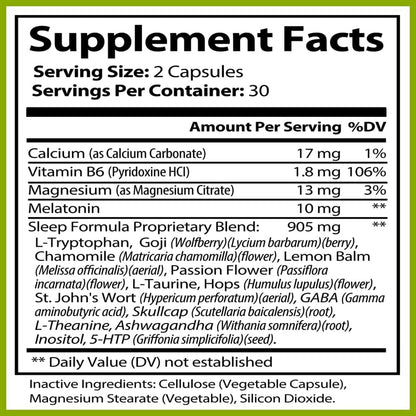 HypoSleep with Melatonin 10mg Sleep Plus Formula for Adults - 60 Capsules