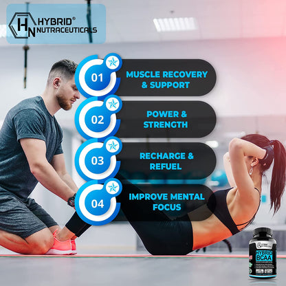 Hybrid BCAA Tablets 1000mg - 2:1:1 Extra Strong Branched Chain Amino Acids Supplements