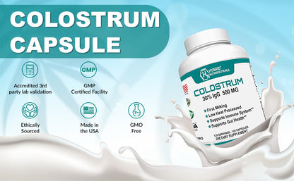 Bovine Colostrum Supplement 500mg - 30% IgG Immunoglobulin, Immune Supports
